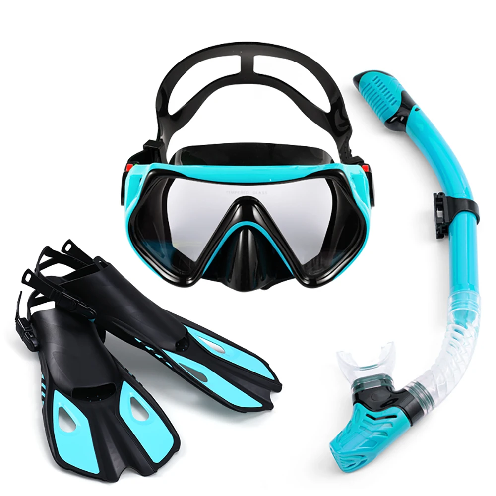 Juego Esnórquel Adulto Juego Snorkel Adultos Antivaho - Máscara Panorámica 180° Con Tubo Seco Y Cristal Templado Vidrio Templado Snorkel