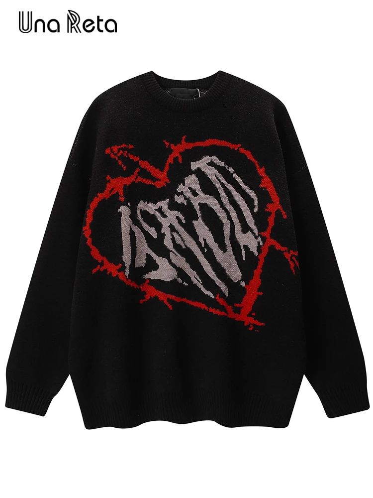 

Una Reta Men Sweaters Winter Men's Clothes Long Sleeve Casual Pullovers O Neck Hip Hop Alphabet Print Couple Knitted Sweater