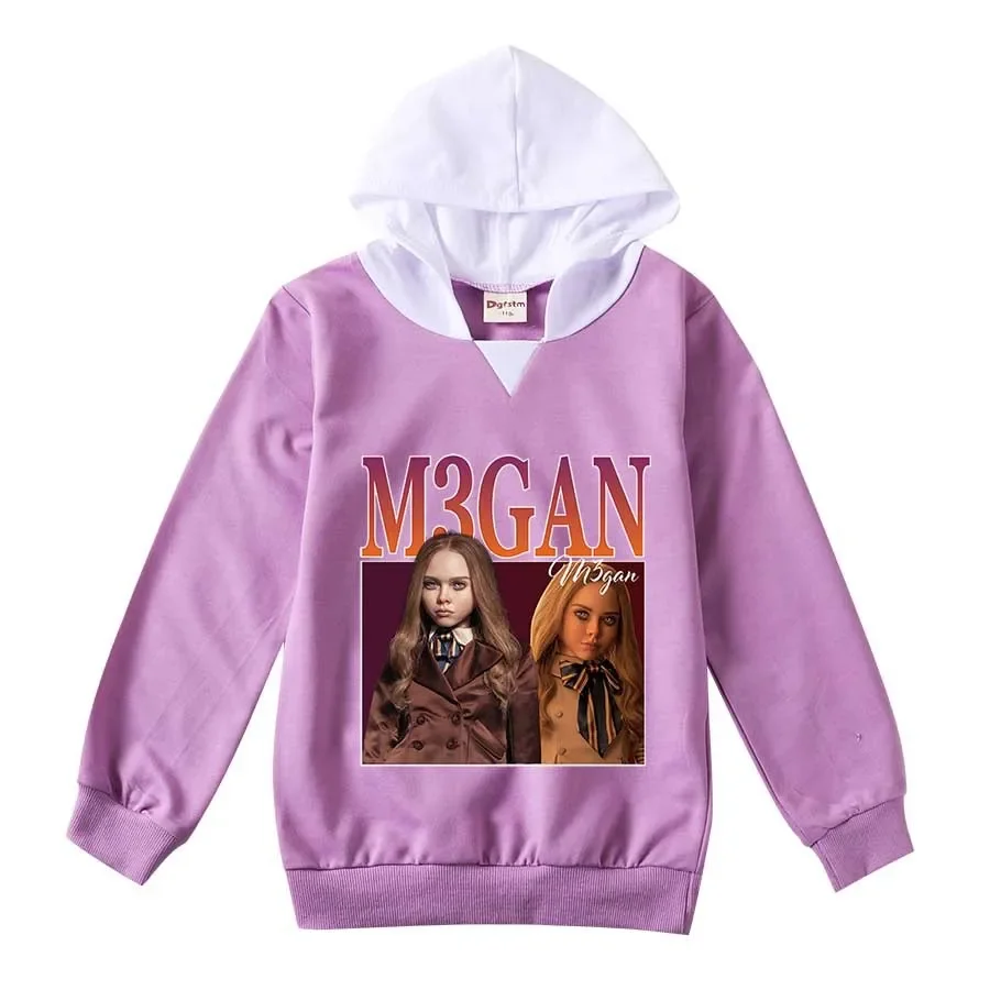Новинка, толстовка с капюшоном WAWNI TV M3GAN, Детская толстовка с капюшоном, пуловер для маленьких девочек, свитер для маленьких мальчиков, модный костюм для косплея Меган, одежда