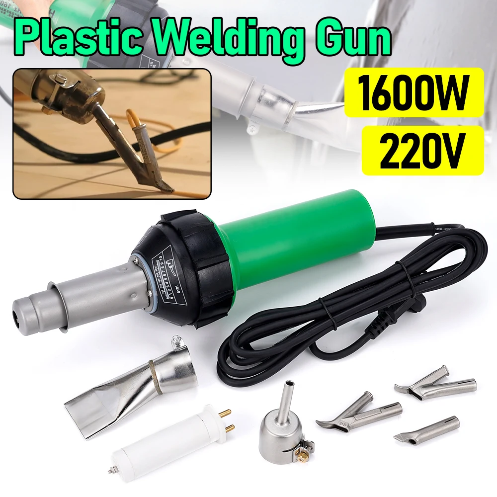 220V 1600W 50/60hz Plastic Welding Machine Electric Hot Air Blower Heat Torch Welder Plastic Welding Gun Heating Core Tool Kit