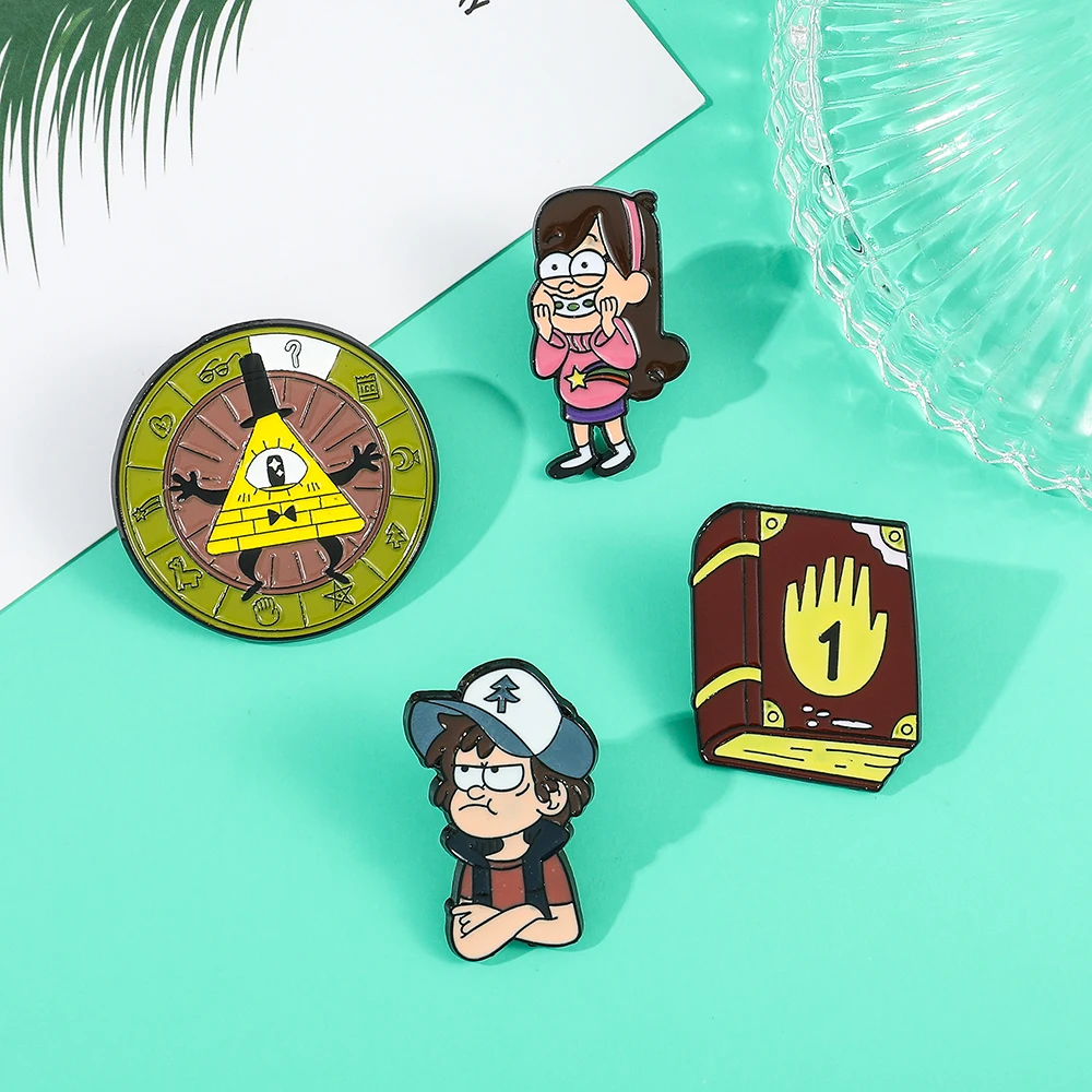 

Gravity Falls Enamel Lapel Pins Cartoon Figure Dipper Mabel Ideas Brooch Badge Jewelry Gift for Friends Wholesale