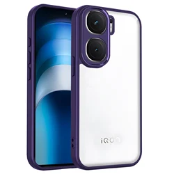 Crystal Clear Matte Back Cover with Air Cushion Silicon Bumper for Vivo iQOO Neo9 (TMMS Purple)