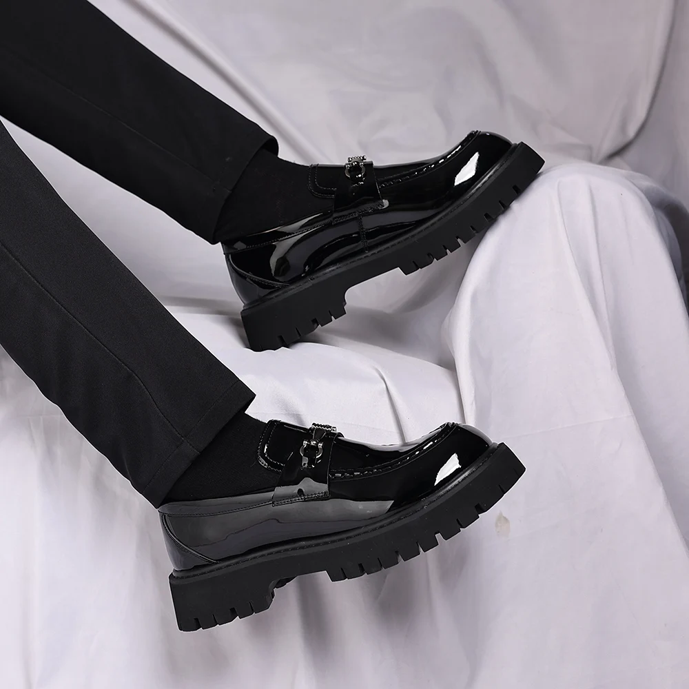 Fashion Casual Men Thick Sole, Penny Loafers Man Slip-On, For Business Dress Shoes - Uniqwear