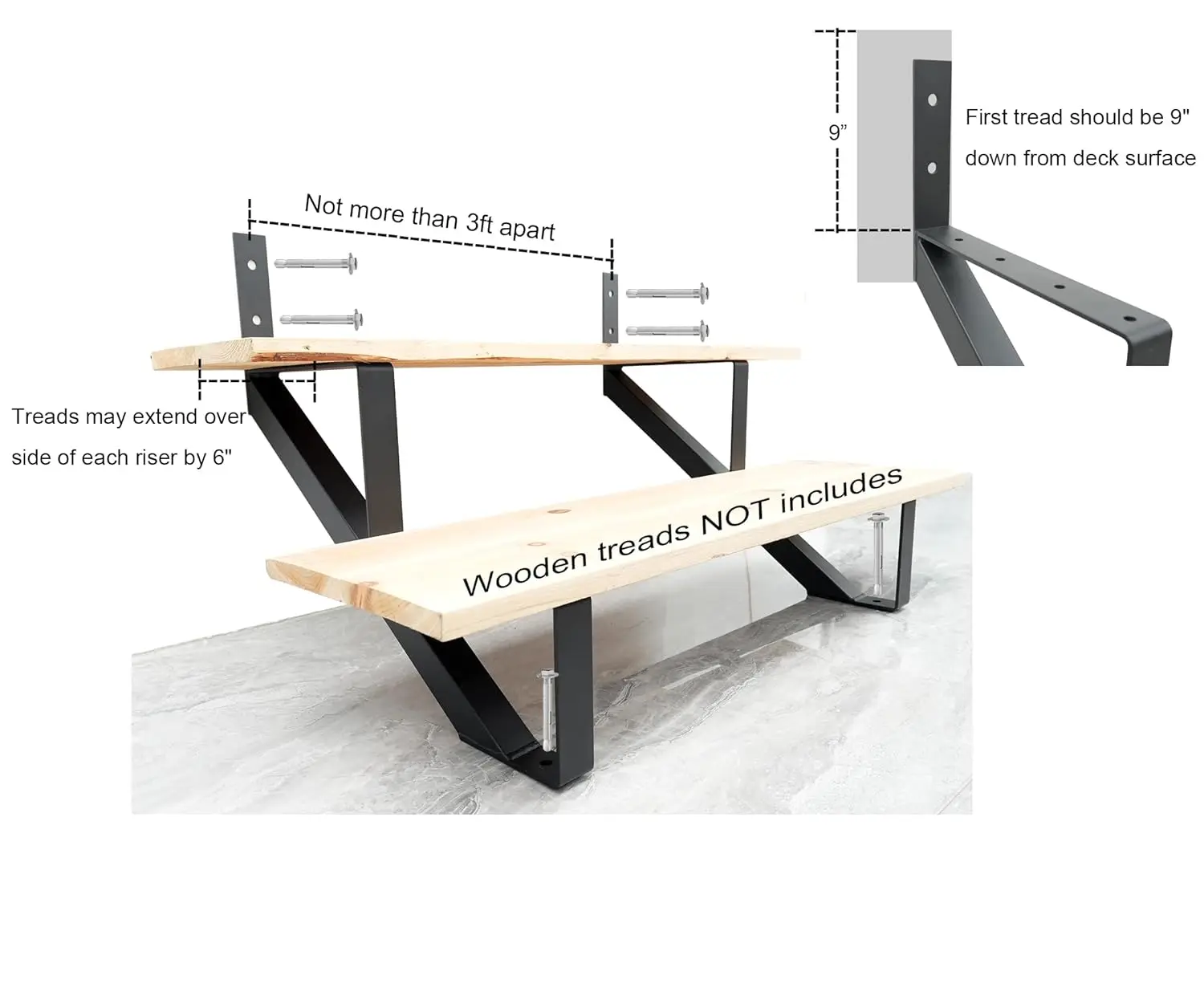Steel Stair Riser 5 Step, Metal Stair Stringer For Botswana