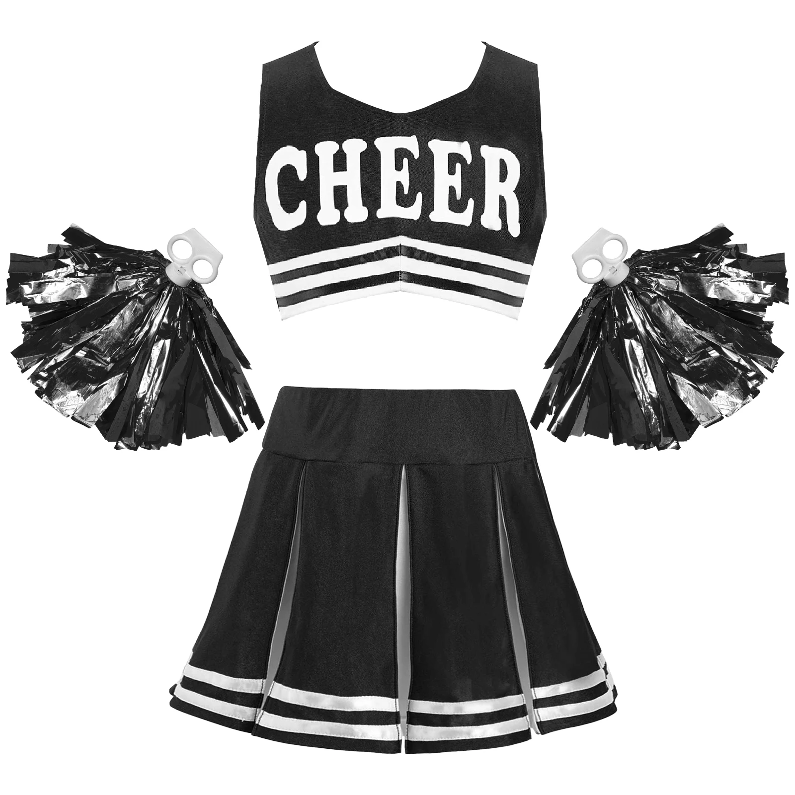 Kids Girls Cheerleading Dance Costume Cheering Clothing Letters Printed