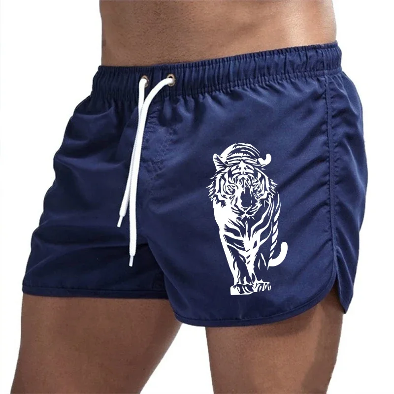 Mens Beach Shorts Tiger Design Quick Dry Running Cycling