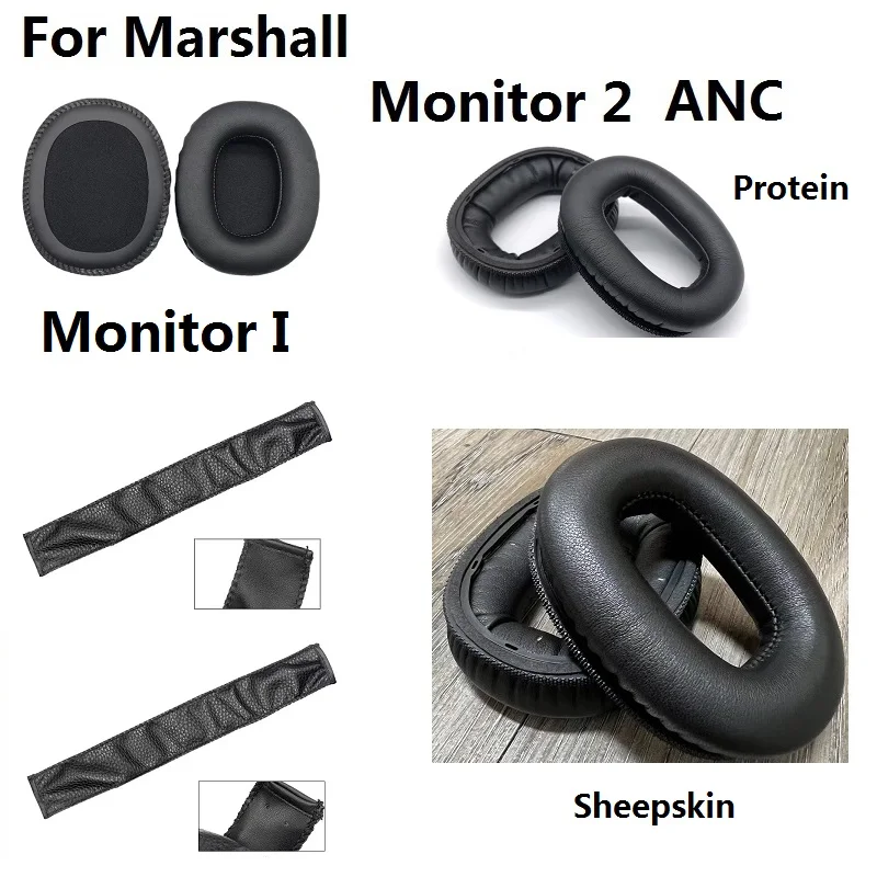 Ear Pads For Marshall Monitor I / Monitor 2 ANC Headphones Replacement Ear covers Earmuffs ear pillow headband leather