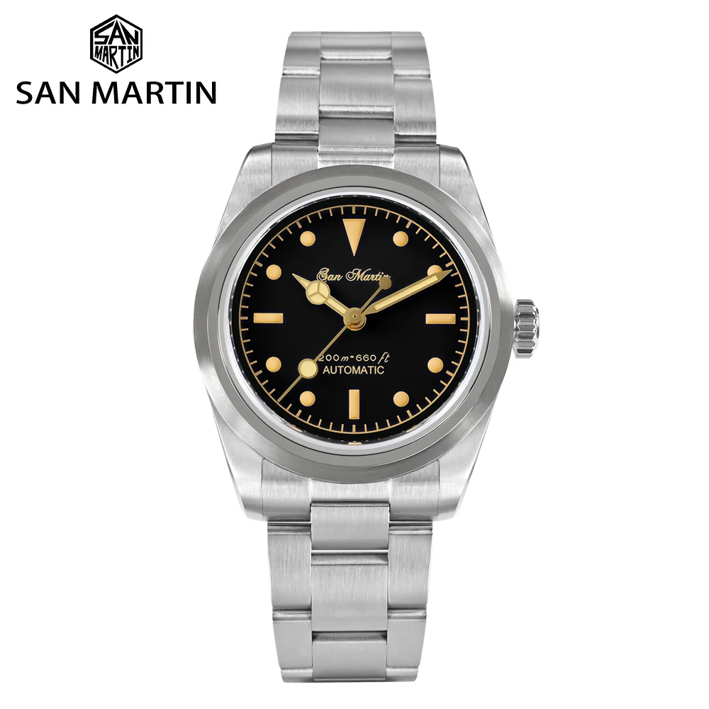 

San Martin Men Watch New 37mm Vintage Stainless Steel Sports Watches NH35 Automatic Mechanical 200m Waterproof Retro C3 Luminous