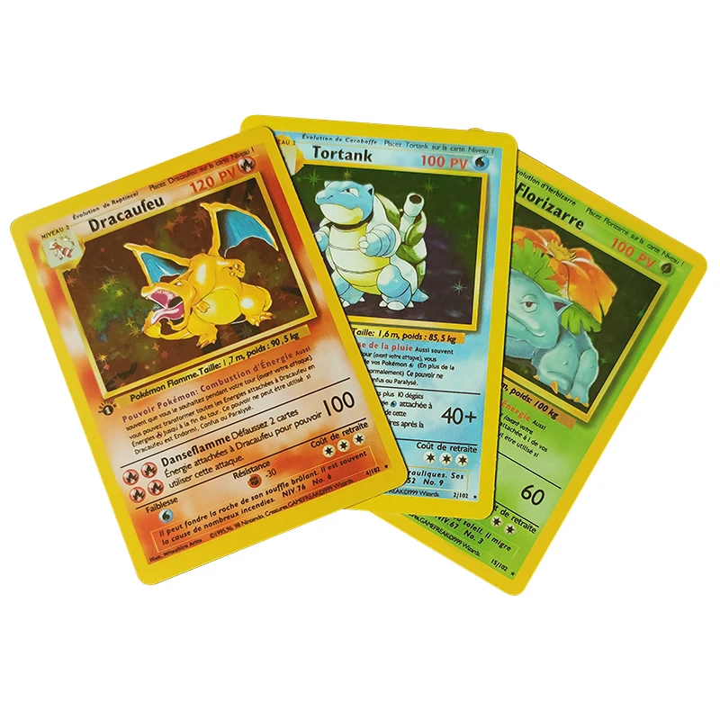 Pokemon Cards pokemon cards game cards collectible cards anime cards anime trading cards animation game cards 88X63Mm PTCG 25Th Diy Self Made French First Edition Pikachu Charizard Venusaur Flash Card Anime Collection Cards Gift Toys