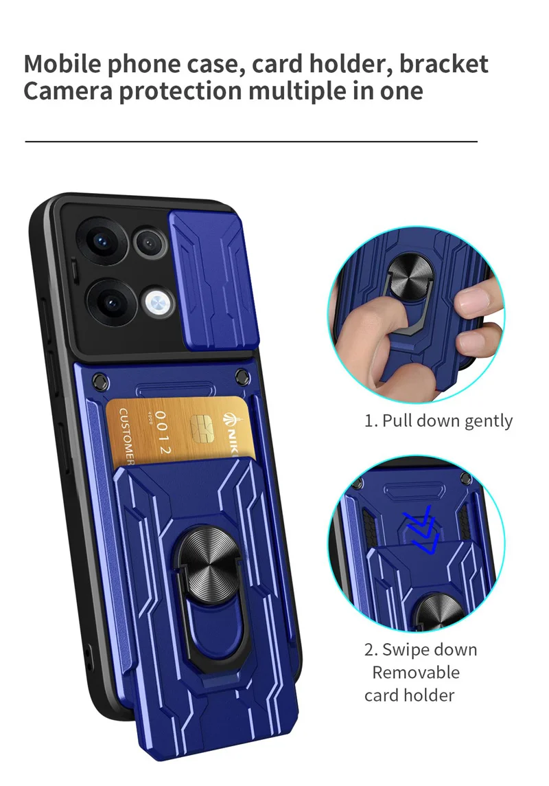 Rugged Armor Case with Lens Protection & Card Slot Stand