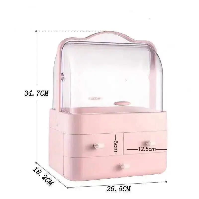 Trendy Dustproof Drawer-style Cosmetic Storage Box Desktop Organizer Skincare Products Comb Tabletop Makeup Holder Rack 4