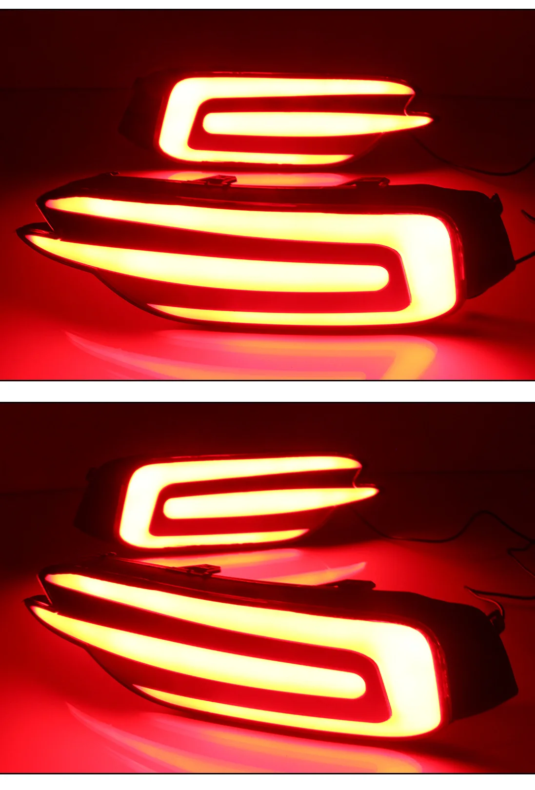 For Honda Civic 2016 2017 2018 2019 Car LED Rear Bumper Light Reflector Modified Rear Fog Lamp DRL Driving Brake Light Daylights detail image 6