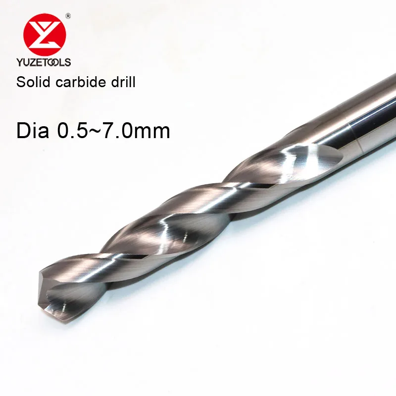 

YUZETOOLS CNC Dia.0.5~7.0mm Solid Carbide Drills Tools Metal High Accuracy Twist Bits Jig Tungsten Steel for Copper and Aluminum