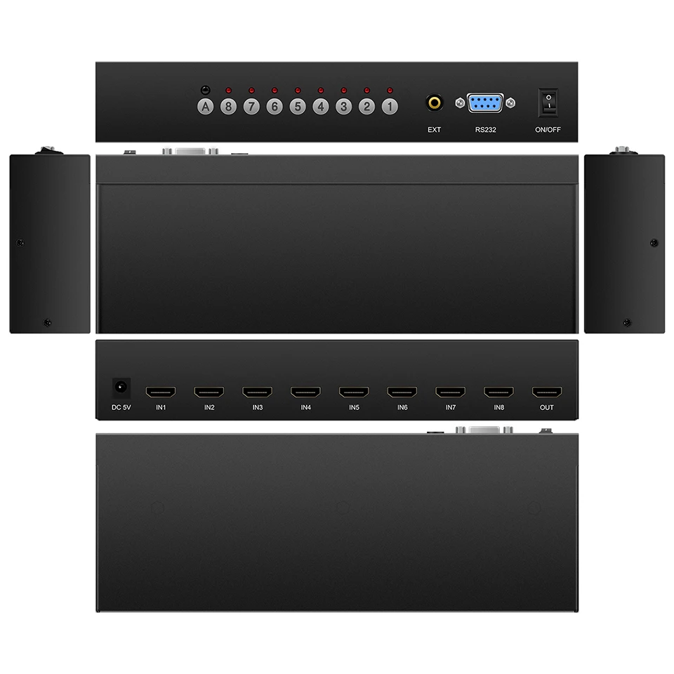 

4k30hz HDMI 8x1 switcher converter 8 HDMI input to 1 HDMI output serial digital video signal switch for Camera Projector Monitor