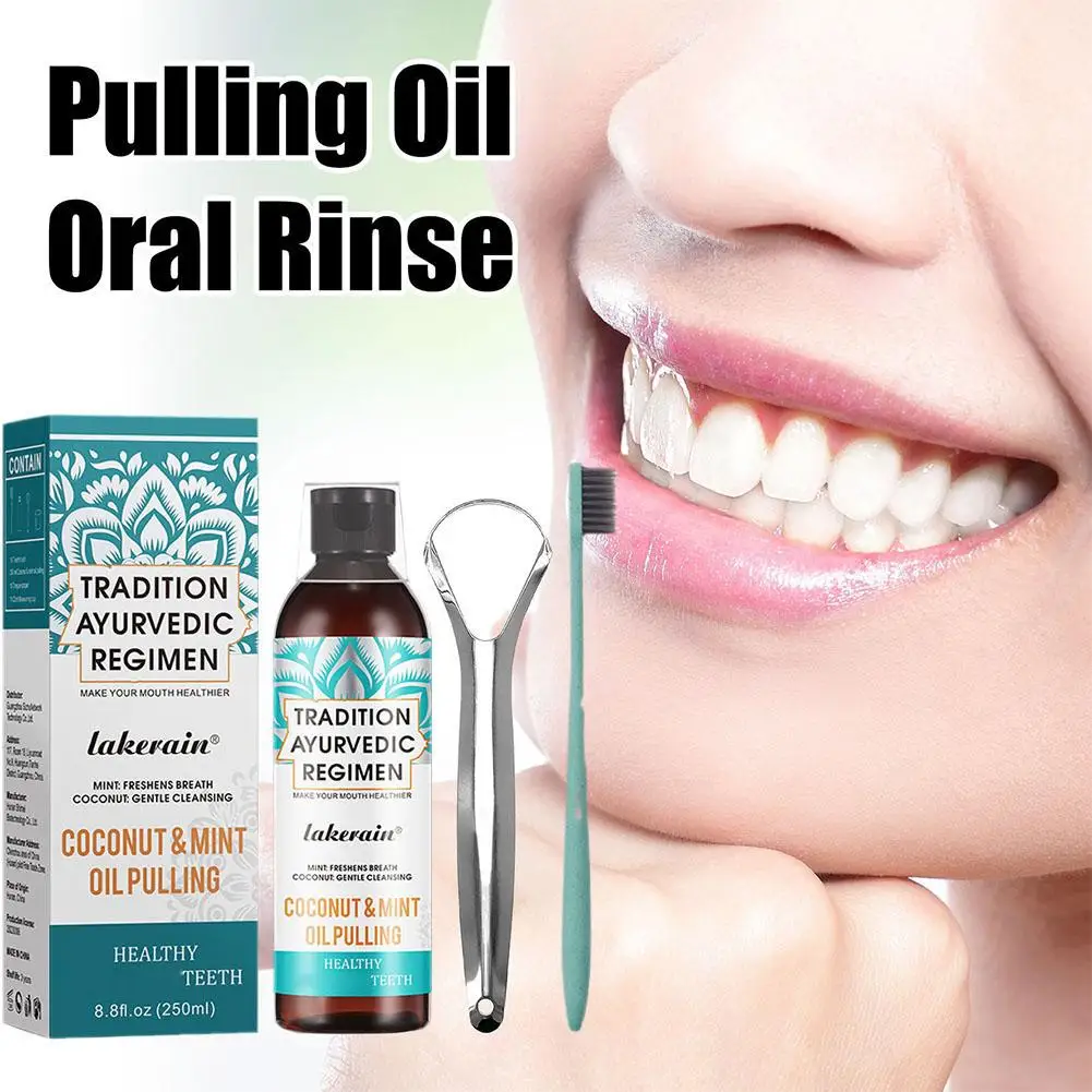

100mlCoconut Oil Mouthwash Alcohol-free Tongue Scraper Cleaning Teeth Stains Tooth Mouth Refreshes Care Whitens Oral Remove W4A1