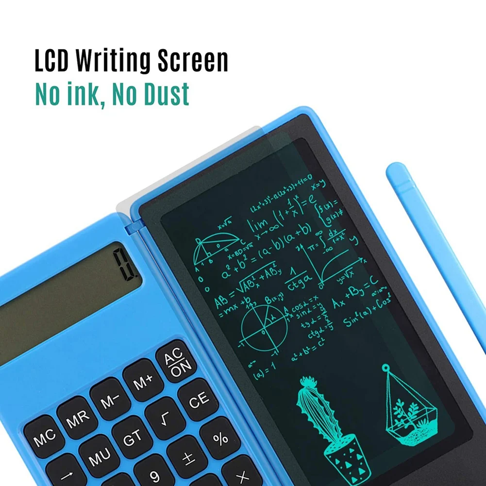AB97-계산기 메모장 6인치 LCD 쓰기 태블릿 스타일러스 펜이 있는 디지털 드로잉 패드 지우기 버튼 잠금 기능