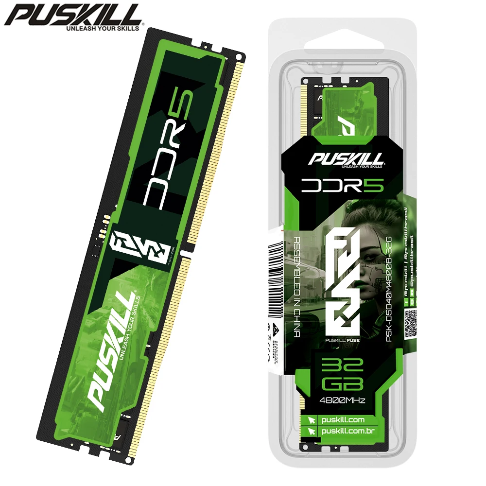 Desktop RAM Memory PUSKILL FUSE DDR5 32GB 16GB 8GB 1.1V 4800MHz 5600MHz PC5 288-PIN UDIMM