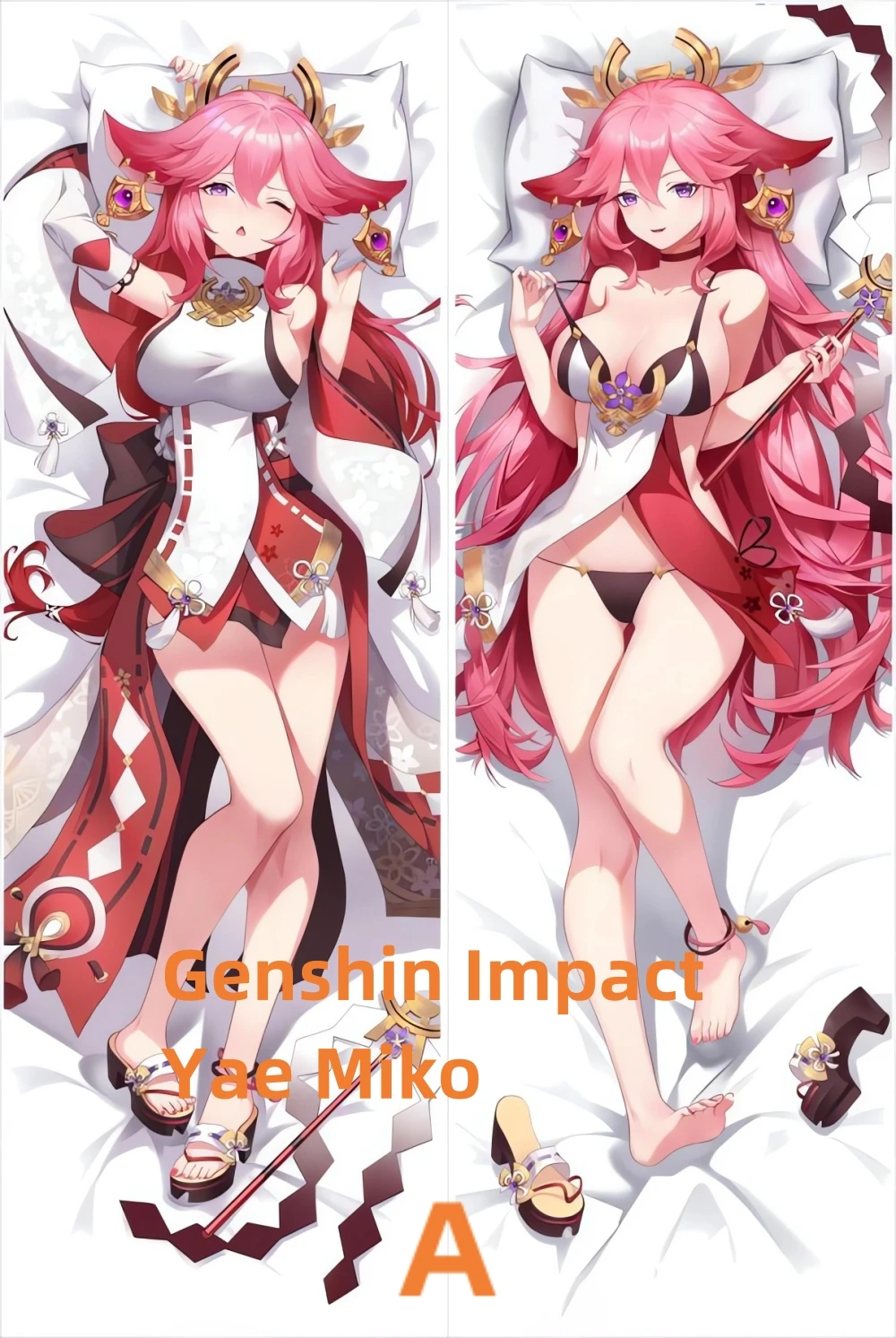 

Dakimakura Anime Pillow Case Genshin Impact Raiden Shogu Double-sided Print Of Life-size Body Pillowcase Gifts Can be Customized