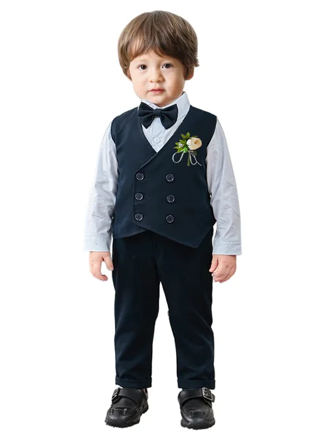 Conjunto de ropa para niños, camisa de manga larga, chaleco