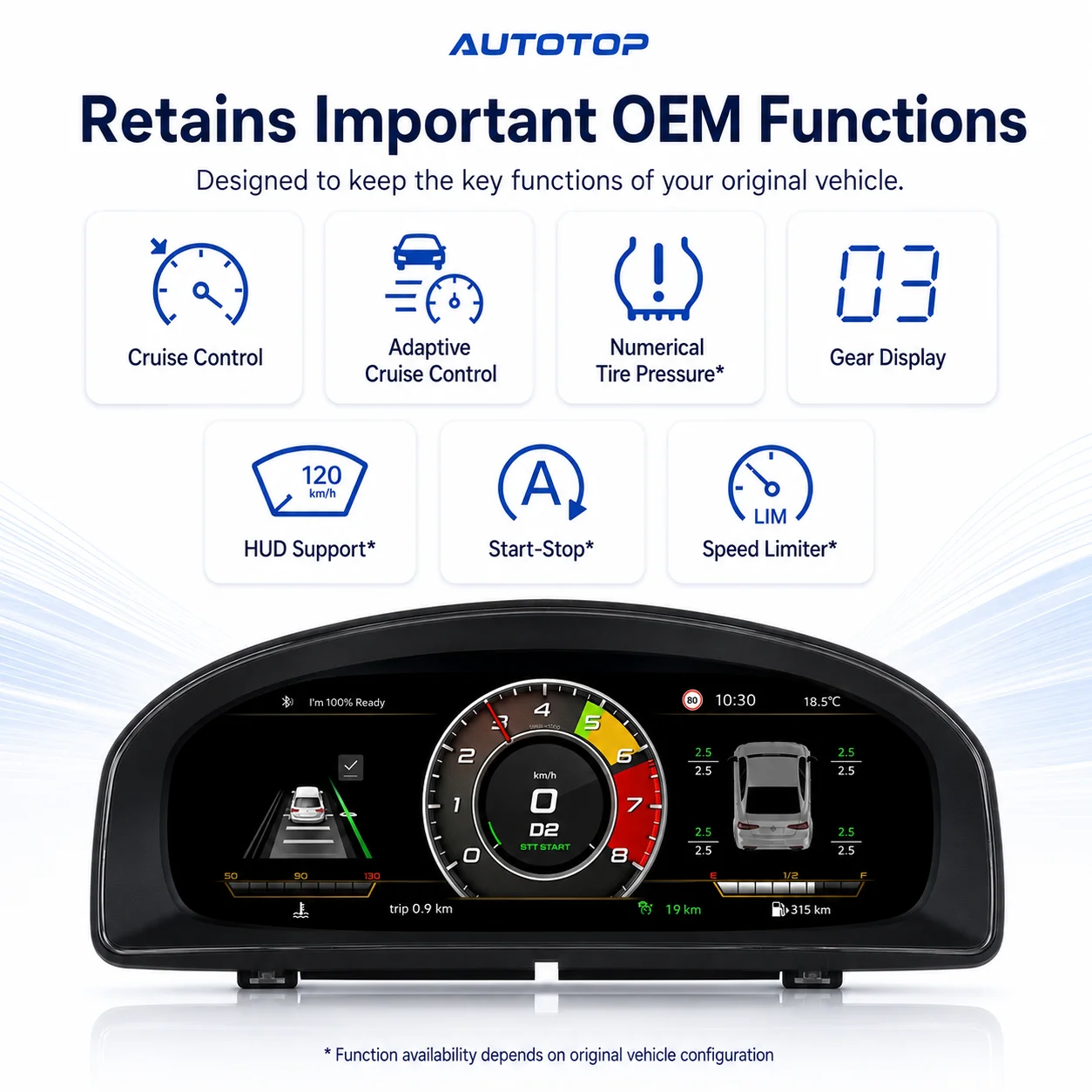 AUTOTOP Tablero de Instrumentos Digital de 12.3" para Volkswagen VW Tiguan 5N 2009-2017, Panel de Instrumentos LCD Completo con Pantalla Virtual, Velocímetro, Tacómetro, Reemplazo Inteligente para Tablero de Instrumentos, Compatible con CarPlay, Android Auto, AirPlay, AutoLink, Visualización de Datos del Vehículo. 6