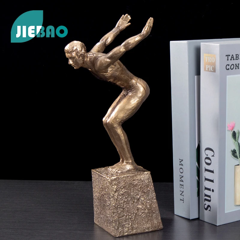 

Resin Statue Golden Man In Various Poses Nordic Abstract Ornaments For Figurines Interior Sculpture Room Home Decor