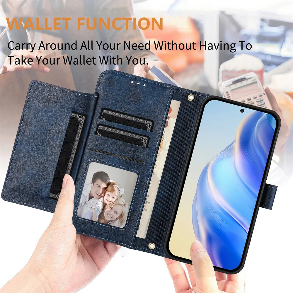 Enhanced Leather Zipper Wallet Crossbody Phone Case Cover