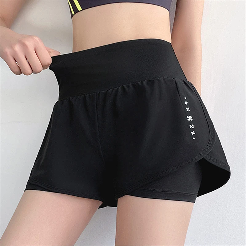 Women's High Waisted Sports Short Yoga Tennis Running Pilates Bottom with Pockets Tight Fitting Fake Two Pieces Sports Pants 6