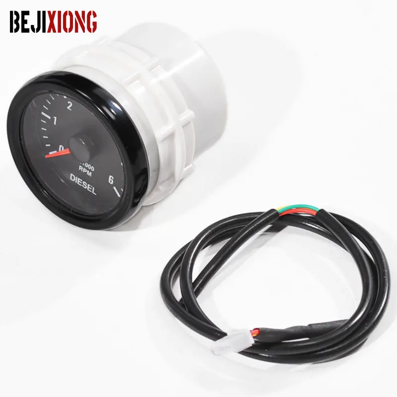 52Mm 0-6000 Rpm (On Dash) Contagiri Elettrico Bianco Per Motore Diesel Contagiri Elettrico Gauge Accessori Per Auto