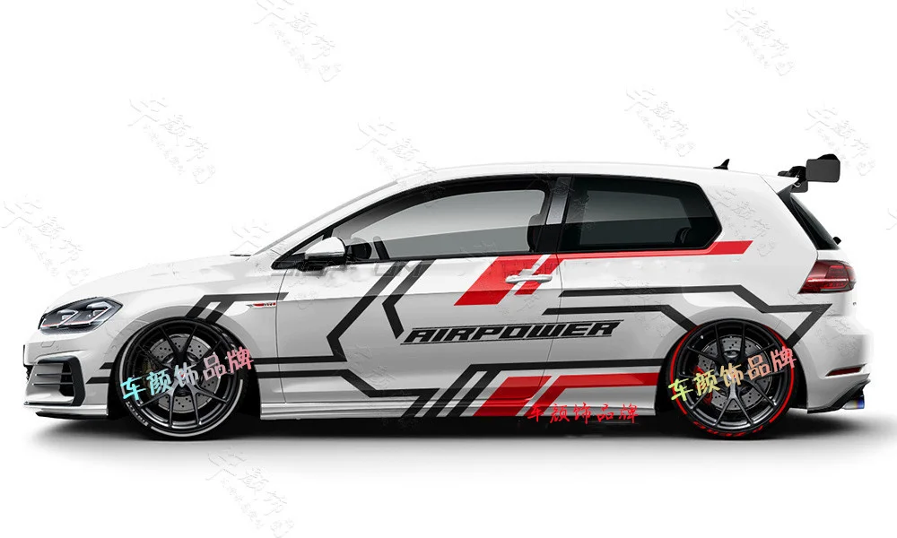 Side Stripes Stickers for Golf Volkswagen GTI or GTD Racing Tuning Sport  Bicolour 
