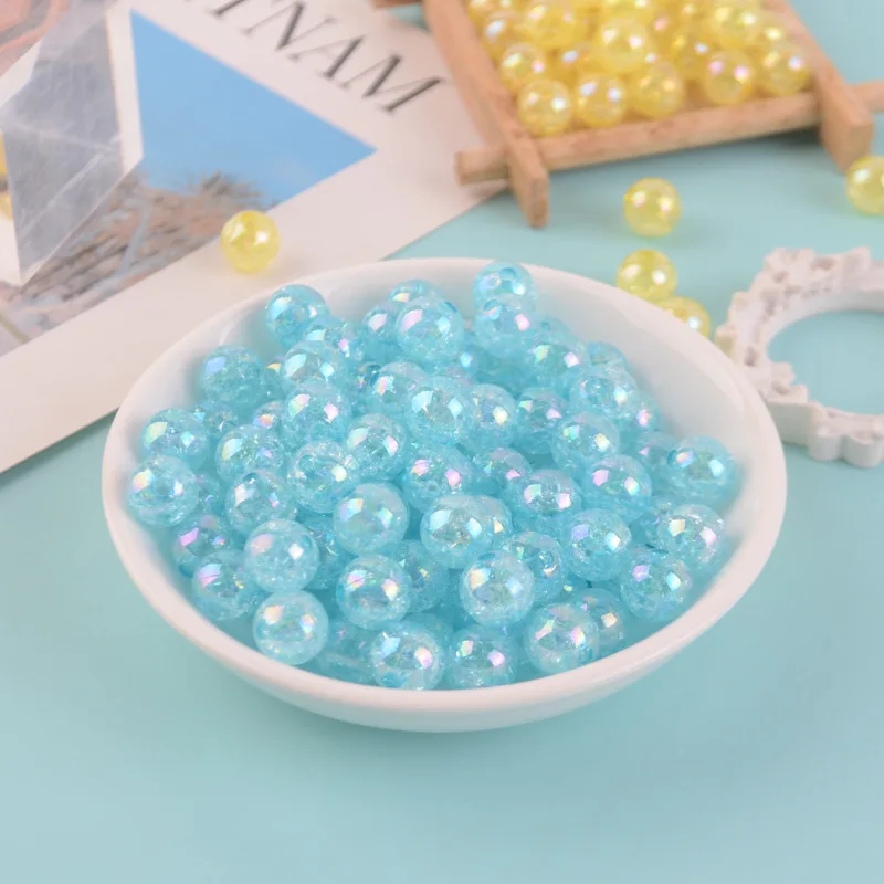 500G 8/10mm 투명 균열 AB 컬러 아크릴 수제 DIY 꽃 비즈 크리스탈 천공 컬러 버스트 비즈
