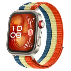 Sports Nylon Loop Strap - Premium Replacement Wristband - Fabric Band Accessories for Huawei Fit 4 3 (Color blocking)