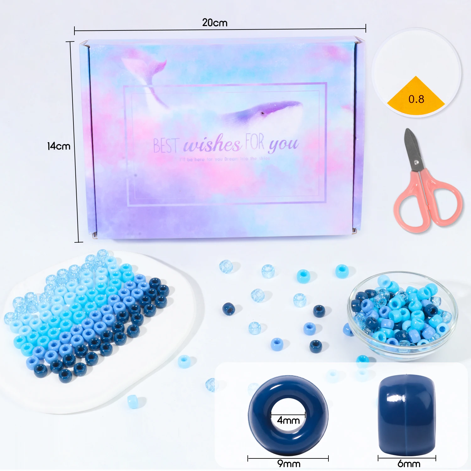 Pony Beads 1200pcs Blue Color Acrylic Flat Round Spacer Beads Jewelry Make Bracelets Necklace Accessory Christmas Gift Wholesale