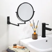 Dressing Mirror Wall Mounted 8 Inch Magnifying Two-sides Mirror Space Aluminum Black  Makeup Mirror Cosmetic Lady Gift 1