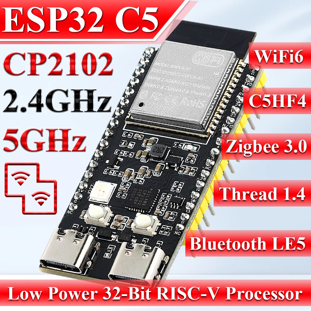 CP2102 ESP32-C5 Entwicklungsboard Dual-Frequenz 2,4G 5GHz WiFi-Modul ESP32-C5-DevKitC-1 N4 4MB Flash WIFI6 32PIN CH340X TYPE-C