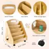 Montessori Bookshelf for Toddler 1-5 Years, 5 Tier Front-Facing Natural Wood Kids Bookcase with Handle and Wheels, Children's 2