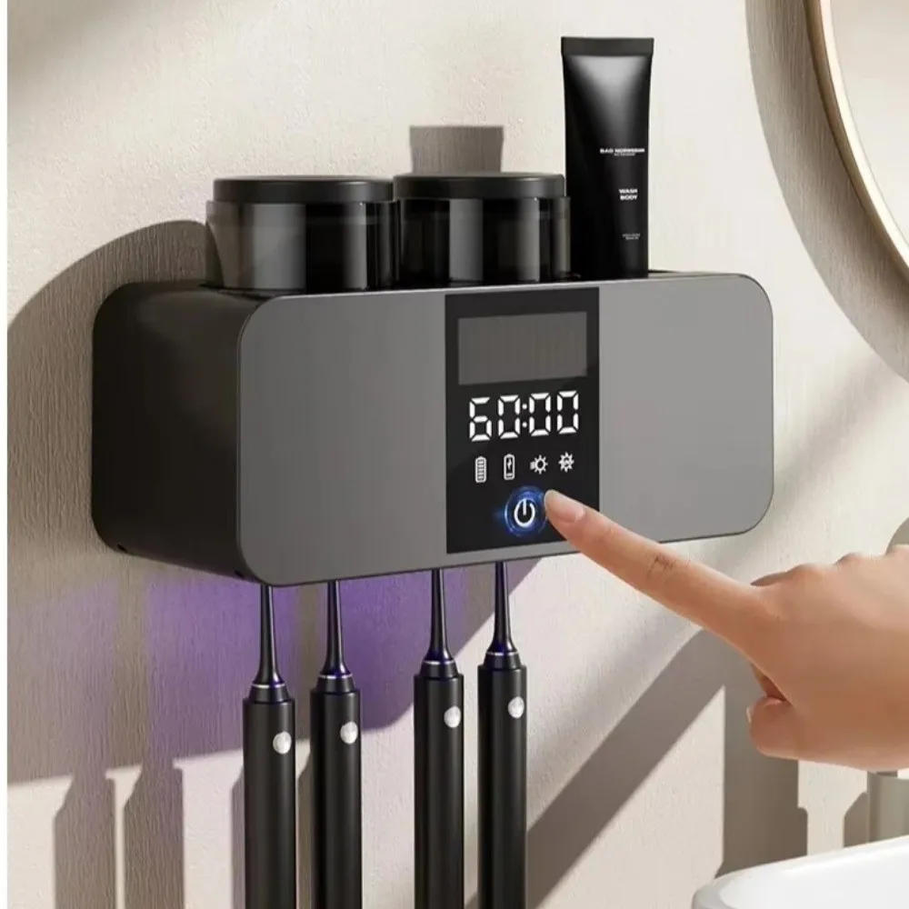 스마트 전동 칫솔 UV 살균기 벽걸이형 공기 건조 칫솔 건조기 홀더 무선 충전..