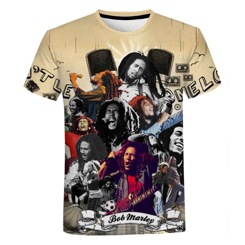3D Singer Bob Marley Reggae Music Printing T Shirt Bambini Fashion Streetwear Maniche Corte Harajuku Abbigliamento Cool Vintage Topo