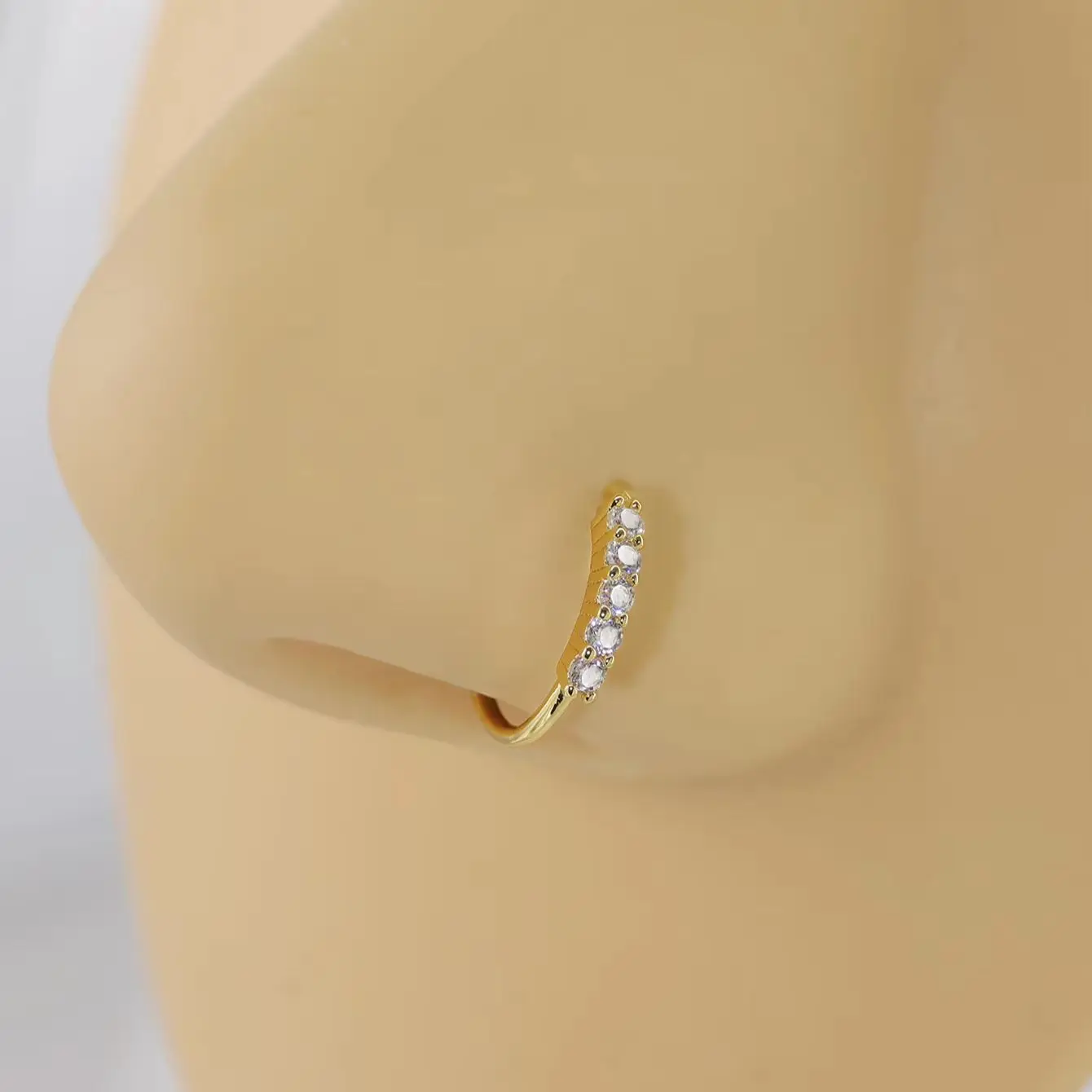 Nose Stud Nose Pierced Ring Earrings Single-row miniature zircon Ultra-sparkle Fine Drill Exquisite Drill Opening Ring