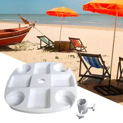 Outdoor Beach Umbrella  4 Snack Compartments Multifunctional Item Storage Tray Cup Holders
