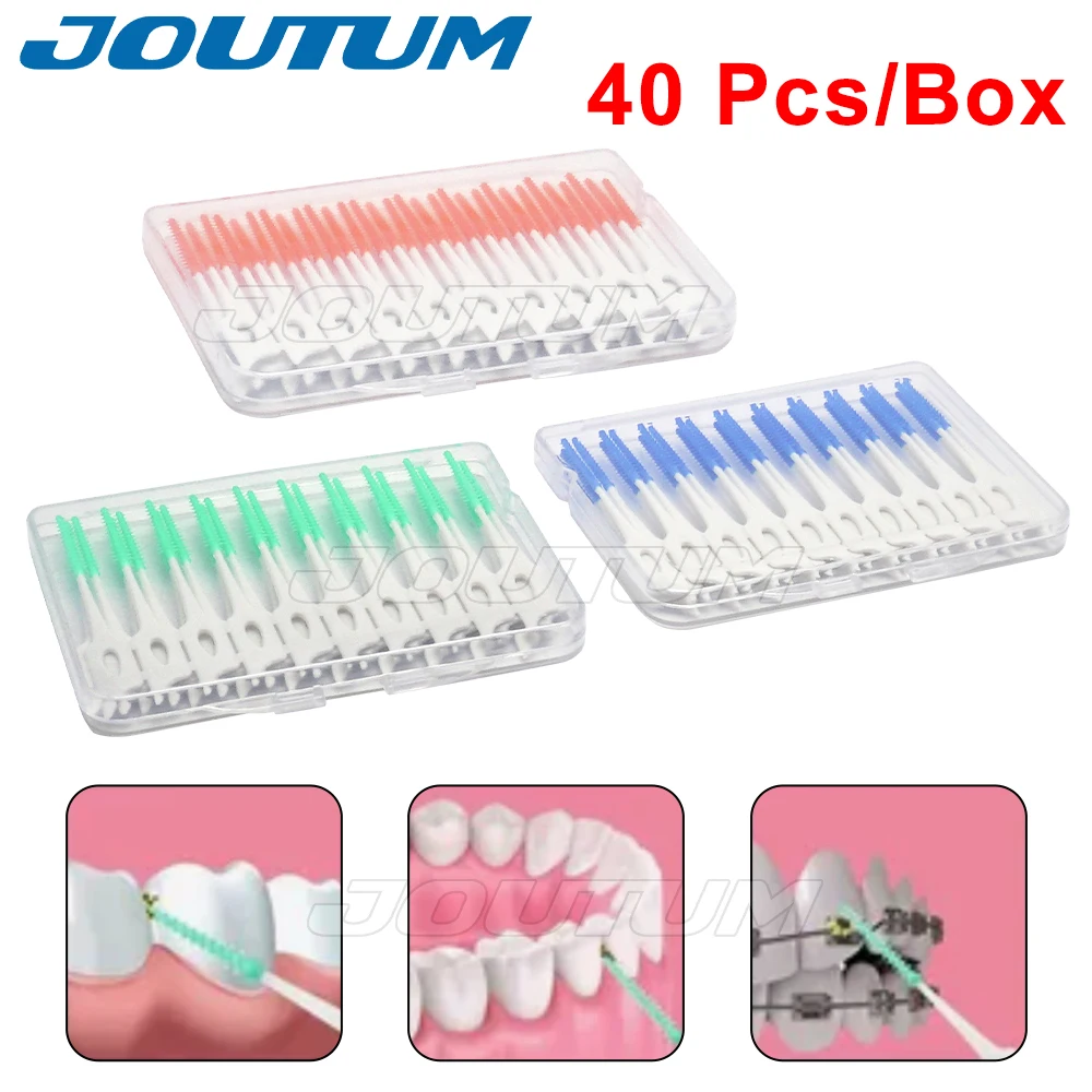40pcs Interdental Silicone Brushes Dental Toothpicks Brush Between Teeth Silicone Toothpicks With Thread Oral Cleaning Tool