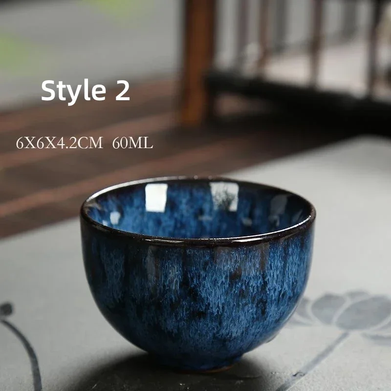 60ML Mini Teacup Transmutation Glaze Ceramic Tea Cup Chinese Kung Fu Teacup Espresso Coffee Cups Household Office Cup Tableware