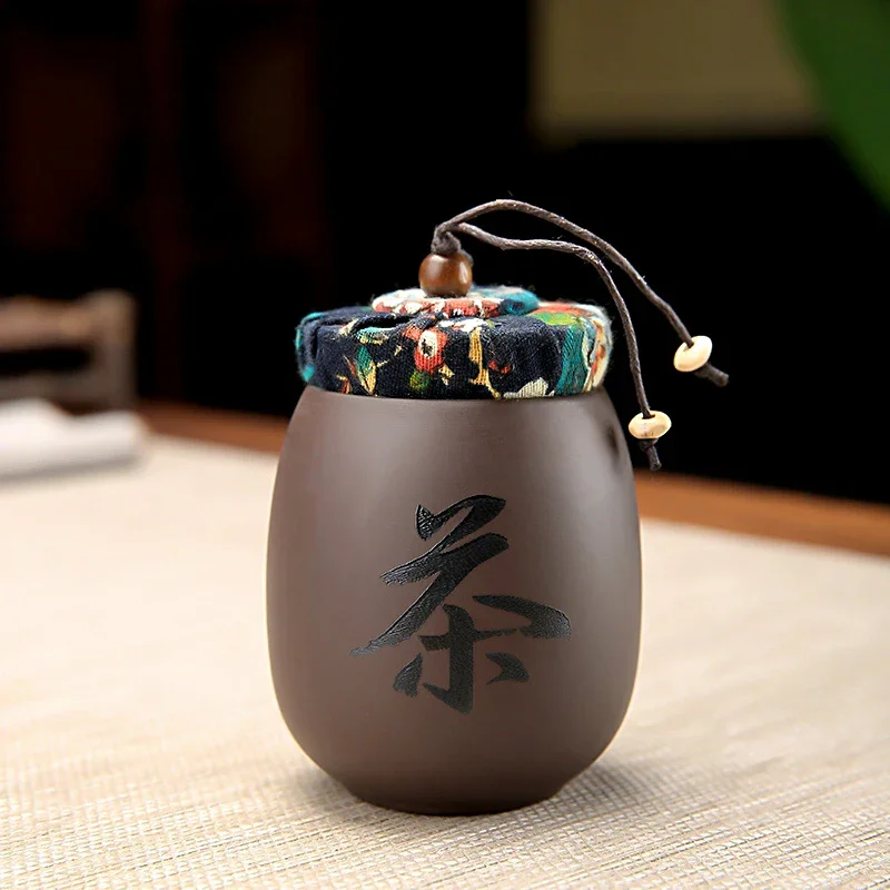 Tea Canister Ceramic Storage Jar Airtight Container Purple Clay Tea Jar Pu Erh Tea Box for Home Use