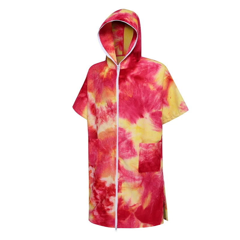Men Tie-Dye Surf Poncho Replacement Quick Dry Bathrobe Hooded Microfiber Beach Bathroom Towel Women's Swimming Dive Suit 80x110