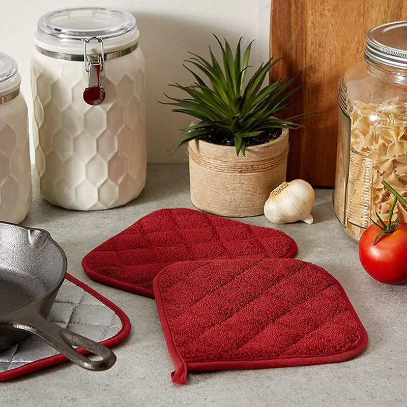 2pcs Pot Holders Heat Resistant Cotton Mat Baking Hot Pads Table Placemat Accessories horno Non-slip Potholder Cushion Kitchen