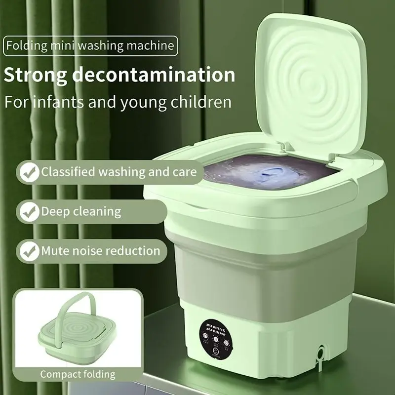 

4.5L Folding Portable Washing Machine Big Capacity with Spin Dryer Bucket for Clothes Travel Home Underwear Socks Mini Washer