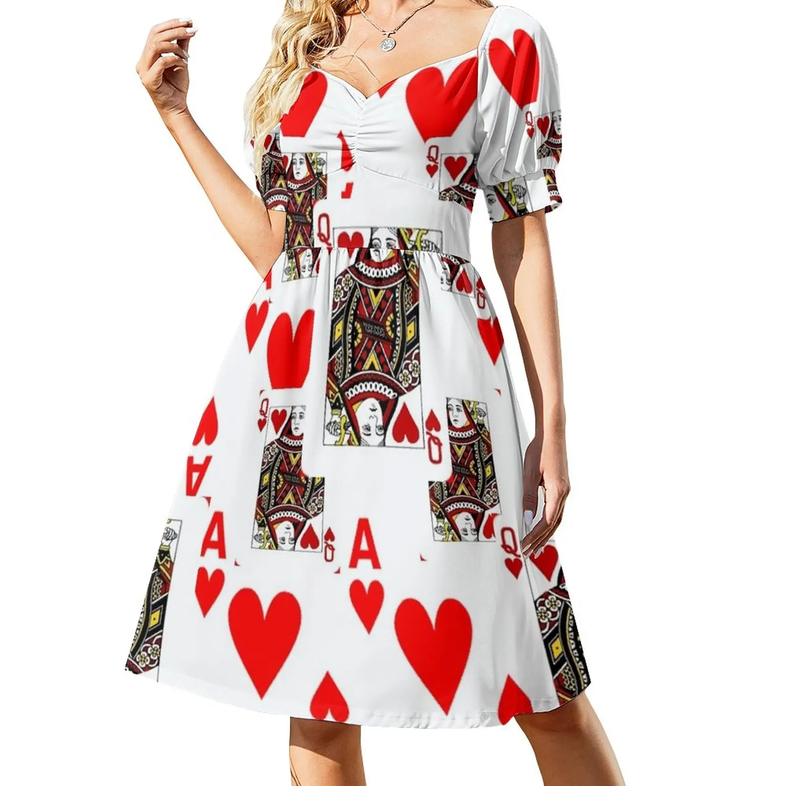 thumbnail image 1 of REINA ROJA DE CORAZONES Y ASES, ARTE DE NAIPES, Vestidos de verano para mujer, Vestidos de mujer para ocasiones especiales, 1 of 7