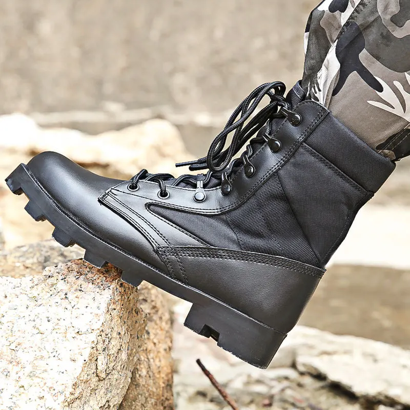 Lace Up Waterproof Outdoor Shoes Breathable Canvas Camouflage Tactical Combat Desert Ankle Boots Men Boots
