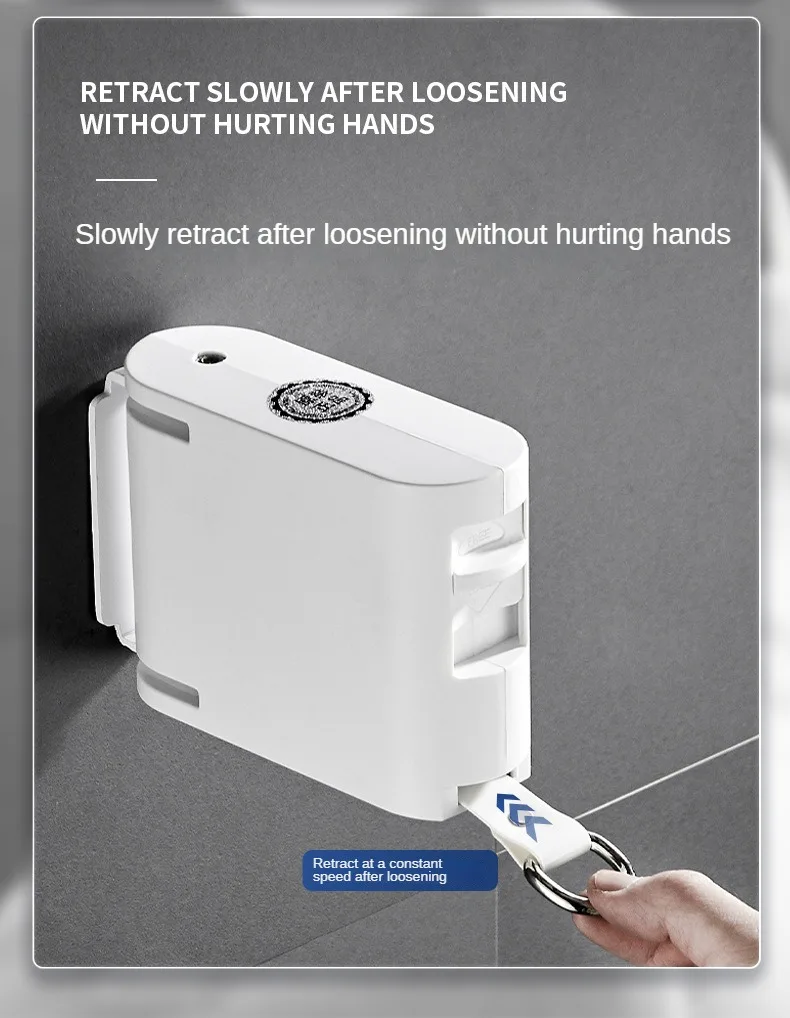 Retractable Hanging Drying Rack Invisible Clothesline Balcony Clothes Line Hole-Free Indoor Hotel Balcony Bathroom