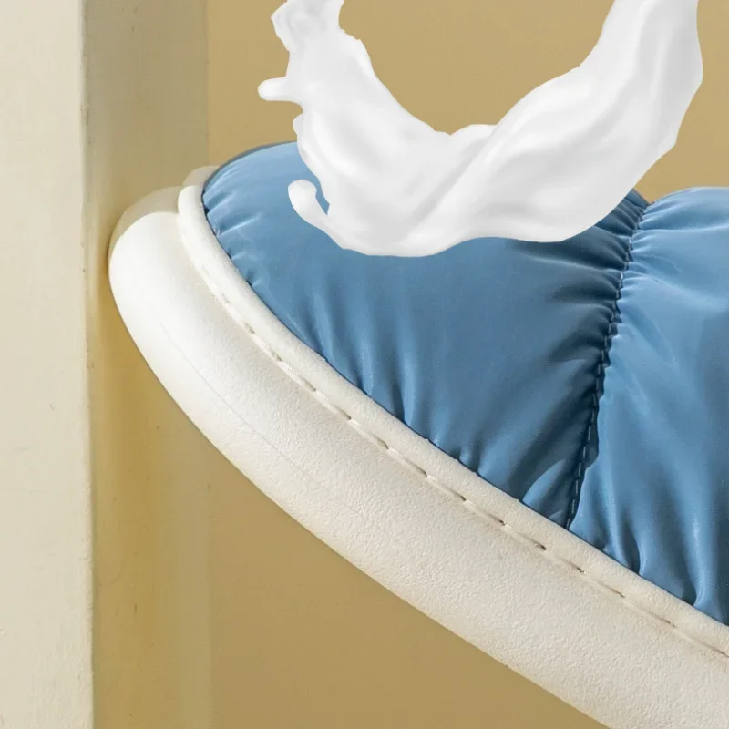 2023 New Waterproof Women Slippers Outside Thick Bottom Super Warm Plush Platform Winter Down Non-slip Cotton Shoes  for Couples