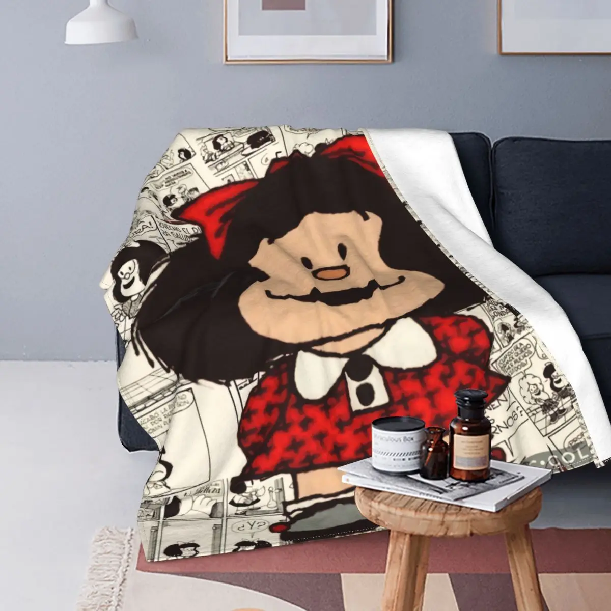

3D Print Anime Mafalda Blankets Breathable Soft Flannel Summer Cartoon Kawaii Throw Blanket for Sofa Outdoor Bedroom